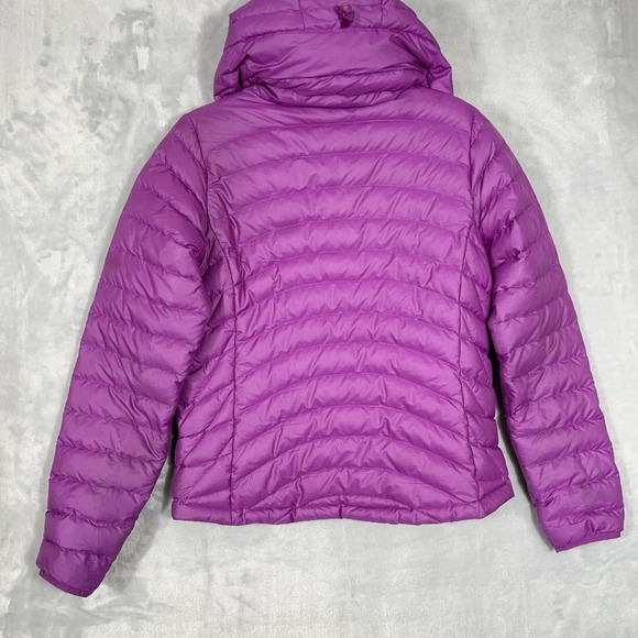 Patagonia Womens Purple Goose Down Puffer Jacket Coat Hooded Packable Warm S - Picture 6 of 12